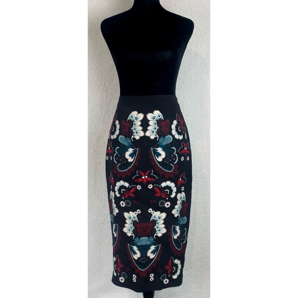 A.L.C. • Black/Multi Haley Garland Floral Silk Pencil Skirt, 2 - Picture 12 of 16
